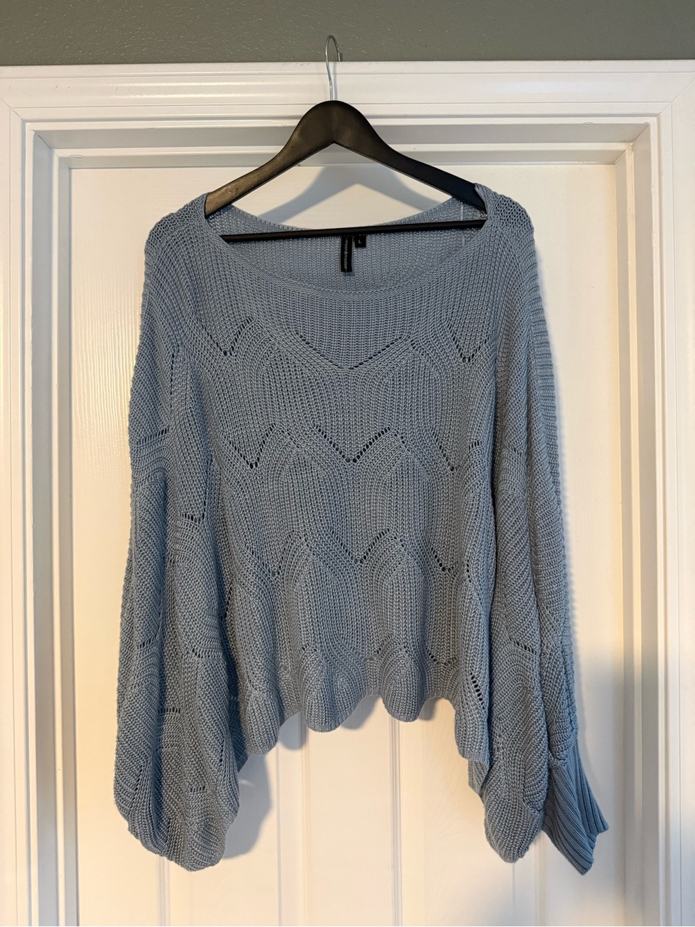 Light Blue Knit Drop-Shoulder Sweater